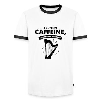 Conceptions de harpiste pour conceptions de harpiste - T-shirt contrasté Homme - blanc/noir - Devant - AI Model Female 172 light (172cm) & AI Model Male 178 dark (178cm)