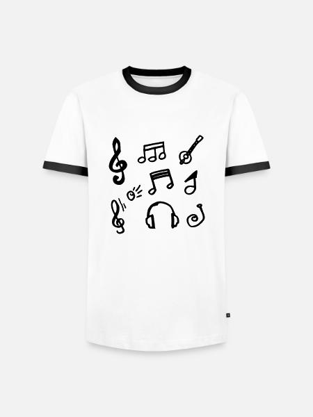 Lyt til Musik Noder Instrument Outfit - Herre kontrast-T-shirt - hvid/sort