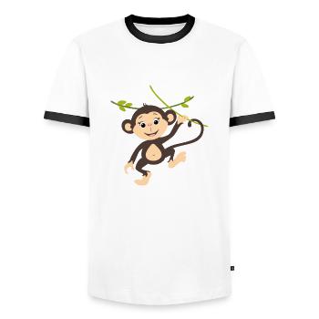 Happy smiling monkey - Men's Ringer Shirt - white/black - Front - AI Model Female 172 light (172cm) & AI Model Male 178 dark (178cm)