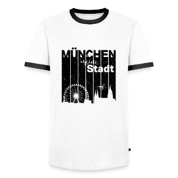 Munich - My City - Men's Ringer Shirt - white/black - Front - AI Model Female 172 light (172cm) & AI Model Male 178 dark (178cm)