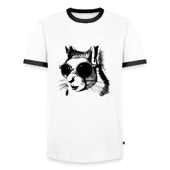 Squirrel Sunglasses Animal Cute Funny Cool 05 - Men's Ringer Shirt - white/black - Front - AI Model Female 172 light (172cm) & AI Model Male 178 dark (178cm)