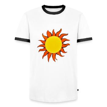 Sun Summer Watercolor Nature Beach Sky 04 - Men's Ringer Shirt - white/black - Front - AI Model Female 172 light (172cm) & AI Model Male 178 dark (178cm)