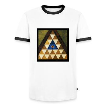 Secret Symbolism - Men's Ringer Shirt - white/black - Front - AI Model Female 172 light (172cm) & AI Model Male 178 dark (178cm)