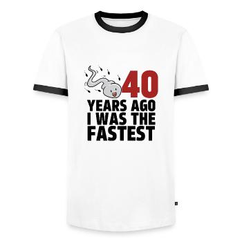 40 Years Ago I Was The Fastest - Men's Ringer Shirt - white/black - Front - AI Model Female 172 light (172cm) & AI Model Male 178 dark (178cm)