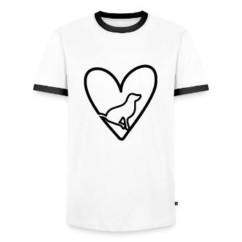 Dog Hund - Men's Ringer Shirt - white/black - Front - AI Model Female 172 light (172cm) & AI Model Male 178 dark (178cm)