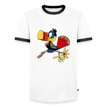 Parrot - Men's Ringer Shirt - white/black - Front - AI Model Female 172 light (172cm) & AI Model Male 178 dark (178cm)