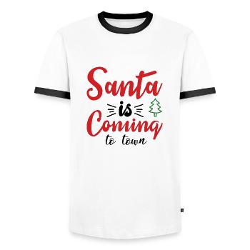 Santa is coming to town - Men's Ringer Shirt - white/black - Front - AI Model Female 172 light (172cm) & AI Model Male 178 dark (178cm)