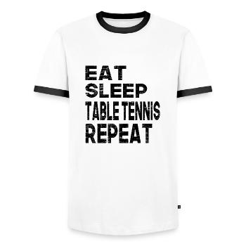 Eat Sleep Table Tennis Repeat - Men's Ringer Shirt - white/black - Front - AI Model Female 172 light (172cm) & AI Model Male 178 dark (178cm)