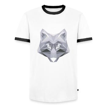 Wolf Art, animaux sauvages colorés, loups - T-shirt contrasté Homme - blanc/noir - Devant - AI Model Female 172 light (172cm) & AI Model Male 178 dark (178cm)