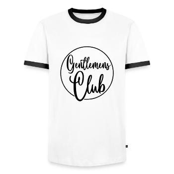Gentlemens Club - Men's Ringer Shirt - white/black - Front - AI Model Female 172 light (172cm) & AI Model Male 178 dark (178cm)