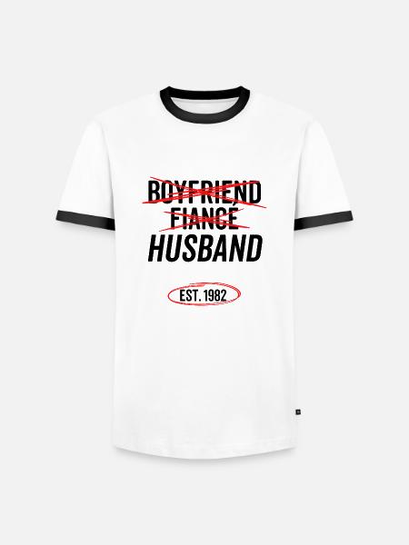 Boyfriend Fiancé Husband Est 1982 - Men's Ringer Shirt - white/black