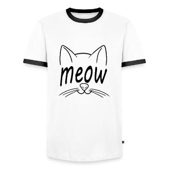 Meow - T-shirt contrasté Homme - blanc/noir - Devant - AI Model Female 172 light (172cm) & AI Model Male 178 dark (178cm)