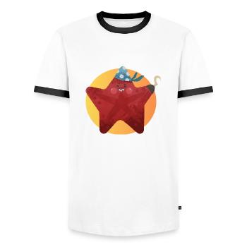 Etoile pirate, à l'attaque ! - T-shirt contrasté Homme - blanc/noir - Devant - AI Model Female 172 light (172cm) & AI Model Male 178 dark (178cm)
