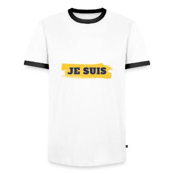 Laissez passer je suis grand pere - T-shirt contrasté Homme - blanc/noir - Devant - AI Model Female 172 light (172cm) & AI Model Male 178 dark (178cm)