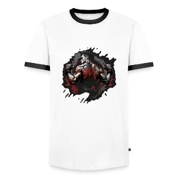 MMA - Männer Kontrast-T-Shirt - Weiß/Schwarz - Vorne - AI Model Female 172 light (172cm) & AI Model Male 178 dark (178cm)