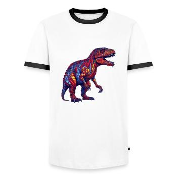 Dino Monster in bunten Farben und retro Optik - Männer Kontrast-T-Shirt - Weiß/Schwarz - Vorne - AI Model Female 172 light (172cm) & AI Model Male 178 dark (178cm)