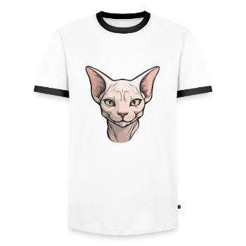 Sphynx Katze haustier Katzen Haarlos Tier Süß - Männer Kontrast-T-Shirt - Weiß/Schwarz - Vorne - AI Model Female 172 light (172cm) & AI Model Male 178 dark (178cm)