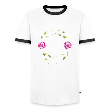 Flower Flower Plant - T-shirt contrasté Homme - blanc/noir - Devant - AI Model Female 172 light (172cm) & AI Model Male 178 dark (178cm)