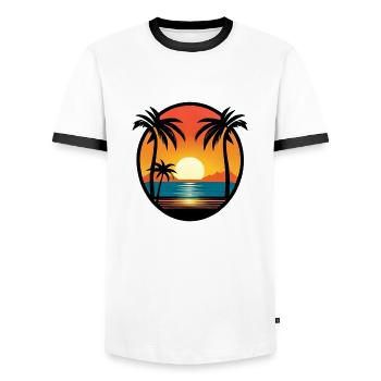 Summer Vibes - Männer Kontrast-T-Shirt - Weiß/Schwarz - Vorne - AI Model Female 172 light (172cm) & AI Model Male 178 dark (178cm)