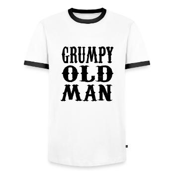 GRUMPY OLD MAN - Men's Ringer Shirt - white/black - Front - AI Model Female 172 light (172cm) & AI Model Male 178 dark (178cm)