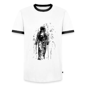 Moon Dust Walk Lonely Planet Astronaute - T-shirt contrasté Homme - blanc/noir - Devant - AI Model Female 172 light (172cm) & AI Model Male 178 dark (178cm)