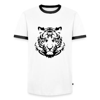 tiger - Men's Ringer Shirt - white/black - Front - AI Model Female 172 light (172cm) & AI Model Male 178 dark (178cm)