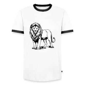 Lion - Men's Ringer Shirt - white/black - Front - AI Model Female 172 light (172cm) & AI Model Male 178 dark (178cm)