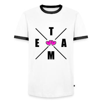 Team Herats - Men's Ringer Shirt - white/black - Front - AI Model Female 172 light (172cm) & AI Model Male 178 dark (178cm)