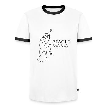 Beagle Mom - Men's Ringer Shirt - white/black - Front - AI Model Female 172 light (172cm) & AI Model Male 178 dark (178cm)