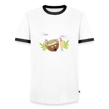 Until The Coquito Runs Out Puerto Rican Coconut R - Men's Ringer Shirt - white/black - Front - AI Model Female 172 light (172cm) & AI Model Male 178 dark (178cm)