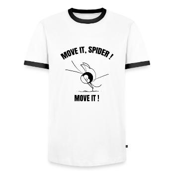 Beth l'araignée - Le hip-hop (version texte) - T-shirt contrasté Homme - blanc/noir - Devant - AI Model Female 172 light (172cm) & AI Model Male 178 dark (178cm)