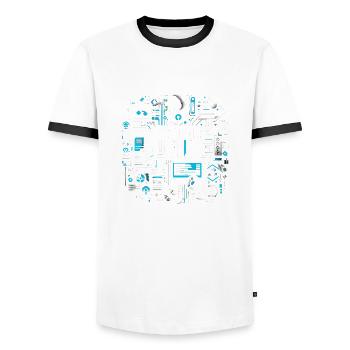 Accro au codage 16 - T-shirt contrasté Homme - blanc/noir - Devant - AI Model Female 172 light (172cm) & AI Model Male 178 dark (178cm)