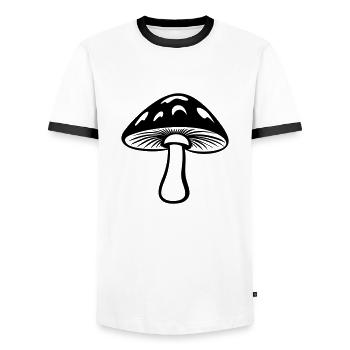 champignon - T-shirt contrasté Homme - blanc/noir - Devant - AI Model Female 172 light (172cm) & AI Model Male 178 dark (178cm)