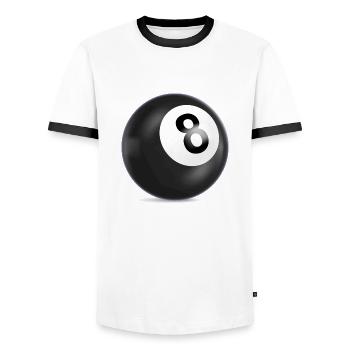 Black 8,Billiard Ball,N8,Billiard Ball,Billiards - Men's Ringer Shirt - white/black - Front - AI Model Female 172 light (172cm) & AI Model Male 178 dark (178cm)