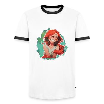 Mrs. Soline lolilol - Men's Ringer Shirt - white/black - Front - AI Model Female 172 light (172cm) & AI Model Male 178 dark (178cm)