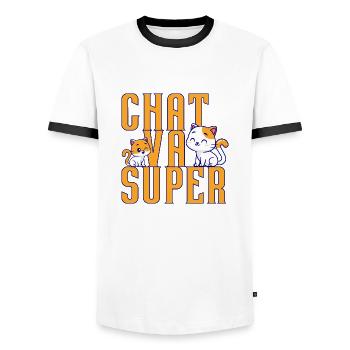 Chat Goes Super - Men's Ringer Shirt - white/black - Front - AI Model Female 172 light (172cm) & AI Model Male 178 dark (178cm)