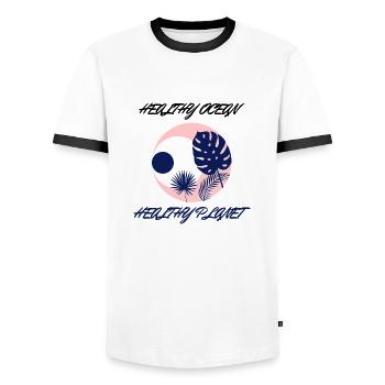 Marine Conservation - Men's Ringer Shirt - white/black - Front - AI Model Female 172 light (172cm) & AI Model Male 178 dark (178cm)