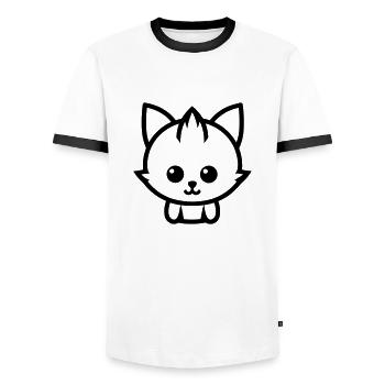 Fuchs - Männer Kontrast-T-Shirt - Weiß/Schwarz - Vorne - AI Model Female 172 light (172cm) & AI Model Male 178 dark (178cm)