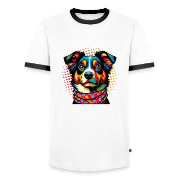 Amour de chien Style Pop Art - T-shirt contrasté Homme - blanc/noir - Devant - AI Model Female 172 light (172cm) & AI Model Male 178 dark (178cm)
