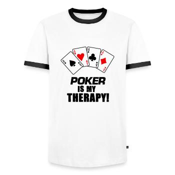 Thérapie par le poker - T-shirt contrasté Homme - blanc/noir - Devant - AI Model Female 172 light (172cm) & AI Model Male 178 dark (178cm)