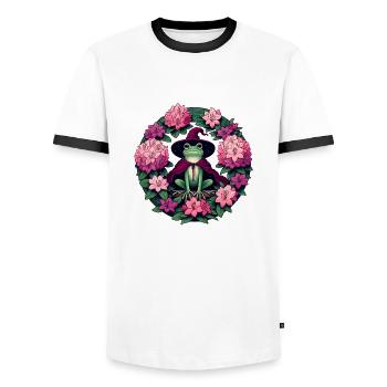 Frog Wizard - Men's Ringer Shirt - white/black - Front - AI Model Female 172 light (172cm) & AI Model Male 178 dark (178cm)