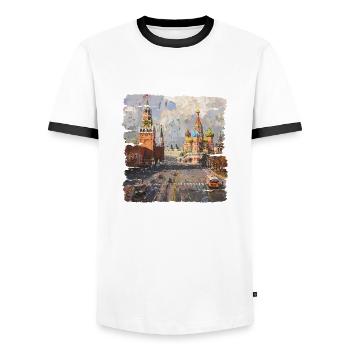 Place Rouge à Moscou - T-shirt contrasté Homme - blanc/noir - Devant - AI Model Female 172 light (172cm) & AI Model Male 178 dark (178cm)
