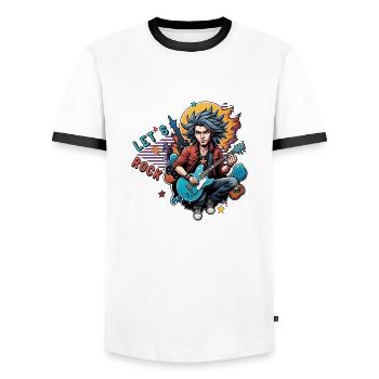 Let's Rock - Men's Ringer Shirt - white/black - Front - AI Model Female 172 light (172cm) & AI Model Male 178 dark (178cm)