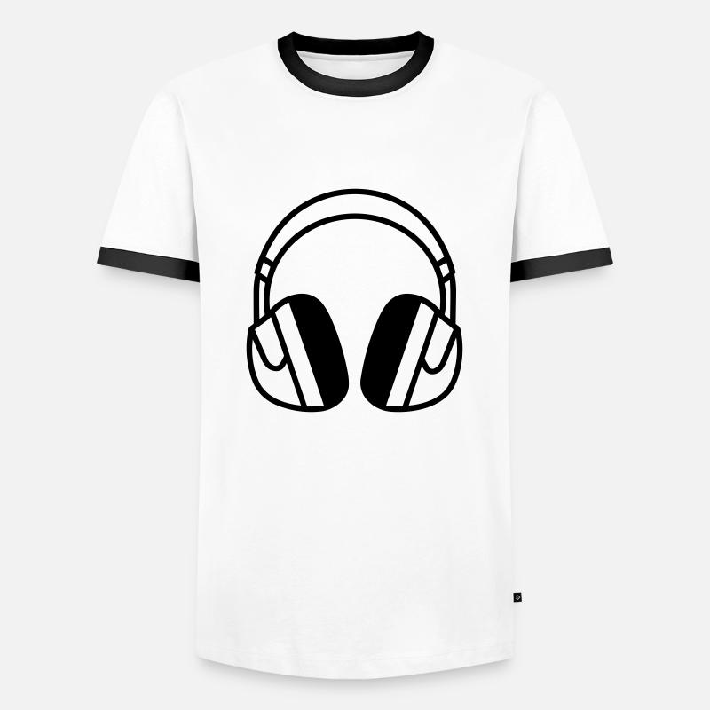 Gaming-Headset - Männer Kontrast-T-Shirt - Weiß/Schwarz