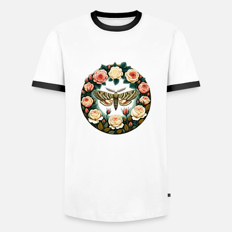 Rose Moth - Men's Ringer Shirt - white/black