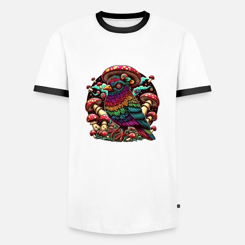 Psychedelische Eule - Männer Kontrast-T-Shirt - Weiß/Schwarz