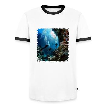 Explore the underwater world with diving - Men's Ringer Shirt - white/black - Front - AI Model Female 172 light (172cm) & AI Model Male 178 dark (178cm)