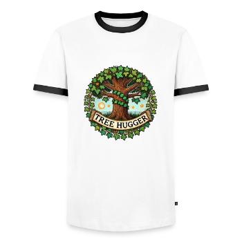 Baum-Umarmer - Männer Kontrast-T-Shirt - Weiß/Schwarz - Vorne - AI Model Female 172 light (172cm) & AI Model Male 178 dark (178cm)