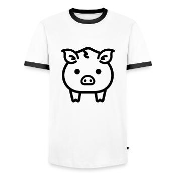 pig - Men's Ringer Shirt - white/black - Front - AI Model Female 172 light (172cm) & AI Model Male 178 dark (178cm)