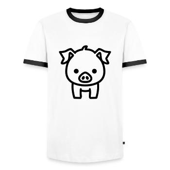pig - Men's Ringer Shirt - white/black - Front - AI Model Female 172 light (172cm) & AI Model Male 178 dark (178cm)
